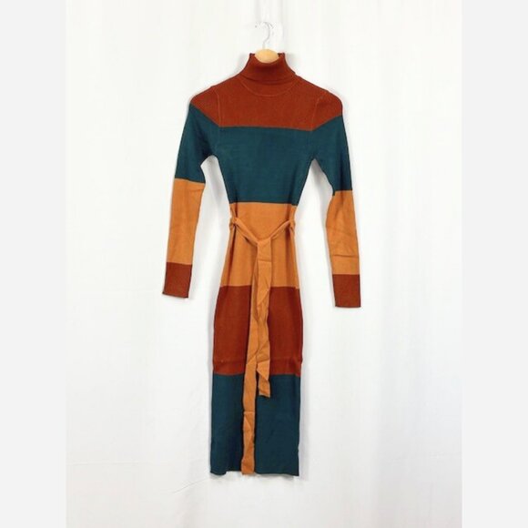 Elegant Color Block Midi Dress - Picture 5 of 9